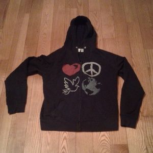 Chill Heart Peace Bird World Hoodie Sz S